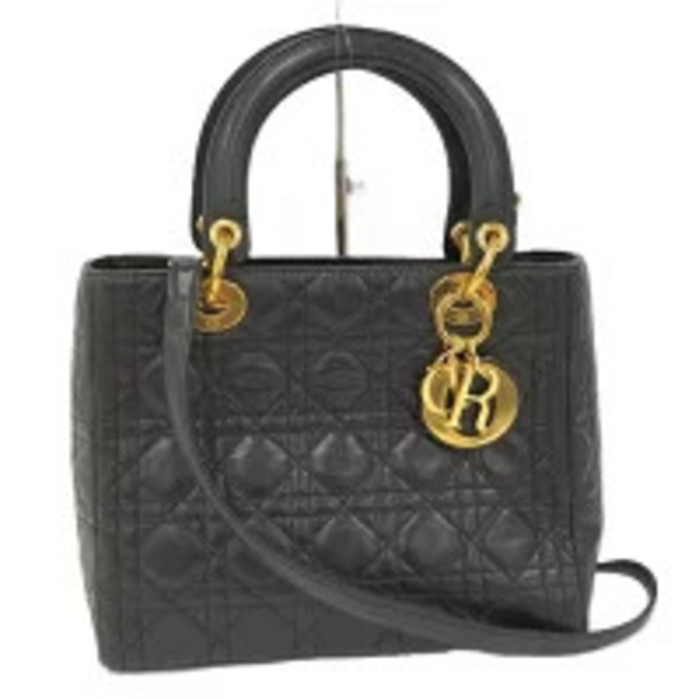 Christian Dior Handbag Shoulder Bag Lady Leather Black